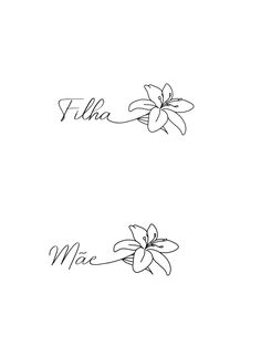 two flowers with the word flora written in black ink on a white background, one flower is