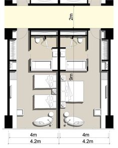 the floor plan for a two bedroom apartment with an attached bathroom and living room area