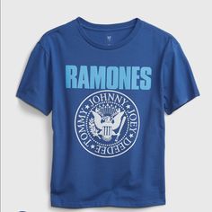 This Is A Brand New, Never Used, Ramones Teen Shirt. Comes With Tags On. Gap Graphic Print Relaxed Fit Tops, Gap Relaxed Fit Graphic Print Top, Gap Relaxed Fit Top With Graphic Print, Gap Graphic Tee With Screen Print, Casual Screen Print Tops By Gap, Gap Crew Neck Tops With Screen Print, Gap Blue Relaxed Fit Shirt, Blue Relaxed Fit Shirt By Gap, Gap Blue Shirt Relaxed Fit