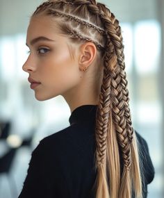 Side Cornrows with Viking Braids Hair Braid Designs, Side Cornrows, Corn Rows, Prince Hair