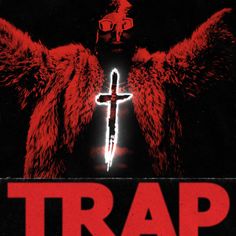 a movie poster for trap with an angel holding a cross in his hands and the words trap on it