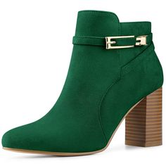 Shop Allegra K for round toe buckle chunky heel ankle boots you are looking for, get more women's chunky heel for yourelf. Order now! Free Returns! Green Ankle Boots, Chunky Heel Ankle Boots, Green Boots, Buckle Ankle Boots, Womens Chunky Heels, Fancy Shoes, Womens Ankle Boots, Heeled Ankle Boots, Suede Shoes