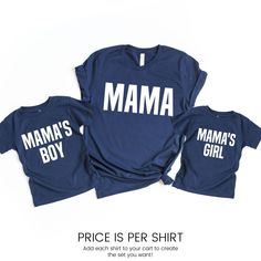 Last chance to use DISCOUNT CODE for 25% off your order with FREE SHIPPING- Just add $100 worth of your favorite items to your cart! See all Discount Codes below! Mommy and Me Outfits, Matching Mom Son Daughter Shirts Mommy and Me Matching Shirts, Mother's Day Shirts for Mom and Kids Mothers Day Gift ADORABLE Mom and Son Matching Shirts! Just add each shirt size to your cart to create the set you need! DISCOUNT CODES -Spend $35 get Free Shipping. No code needed. -Spend $100 get 25% off. Use code Family Matching Blue Pre-shrunk Shirt, Family Matching Cotton T-shirt Gift, Family Matching Slogan Cotton T-shirt, Family Matching Cotton Slogan T-shirt, Blue Screen Print Tops For Father's Day, Mother's Day Cotton Slogan Tops, Blue Family Graphic Print T-shirt, Blue Tops With Screen Print For Father's Day, Blue Tops With Text Print For Father's Day