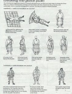 the instructions for how to wear a kilt and dress them in different styles, including plaid