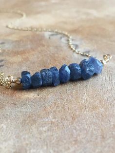 Raw Sapphire Necklace - September Birthstone Necklace - Raw Stone Jewelry - Silver or Gold Sapphire Necklace Gold, September Birthstone Necklace, Raw Sapphire, Blue Sapphire Jewelry, Raw Stone Necklace, Raw Stone Jewelry, Silver Dragon Necklace, Gold Moon Necklace, Blue Sapphire Necklace