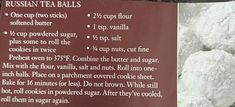 a sign describing the rules for russian tea balls and how to make them at home