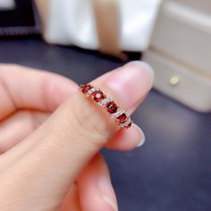 "Genuine Multi Red Garnet Stones Band Ring, Handmade 925 Sterling Silver Band Ring. January Birthstone Ring, Diamond Garnet, Stacking Ring, Dainty Gift for Her. ❤ Garnet Ring Information ❀ Garnet gemstone size: 3*3 mm. ❀ Accent stone: Dainty CZ Diamond ( shining cubic zircon). ❀ Metal available: 925 Sterling Silver, 18K gold plated, 18K rose gold plated. ❤ Customize Top Ring ❀ Ring size is customized, US #3 till to US #16. ❀ Band metal can be customized to be solid 9K, 14K and solid 18K white/ro Fire Opal Engagement Ring, Raw Opal Ring, January Birthstone Rings, October Birthstone Rings, Fire Opal Ring, Top Rings, Opal Engagement, Sterling Silver Rings Bands, Engagement Rings Opal