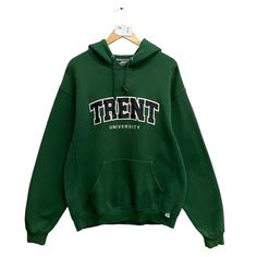 Vintage Trent University Green Hoodie Size Large Trent University Crewneck Trent University Sweater Pullover Embroidery Logo Trent Jumper by brixtonclothing on Etsy Oversized Winter Sweater With Embroidered Logo, Fall Streetwear Sweater With Letter Embroidery, Winter Streetwear Sweater With Embroidered Logo, Winter Sweater With Embroidered Logo For Streetwear, Oversized Collegiate Winter Sweatshirt, Oversized Sweater With Embroidered Logo For Fall, Oversized Fall Sweater With Embroidered Logo, Collegiate Green Hoodie For Streetwear, Cotton Hoodie Sweater For College