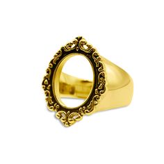 Unveil the mystique of the Memoriam Gold Ornate Frame Ring – a Gothic masterpiece inspired by the ethereal allure of mirrors and realms, transcending mere adornment to become a portal to the hidden stories etched upon your skin. This ring is a fusion of Gothic elegance and the enchanting world of tattooed tales. Mirror Ring, Gothic Elegance, Frame Ring, Magic Mirror, Bags Logo, Ornate Frame, Gothic Jewelry, Ring Size Guide, Steel Jewelry