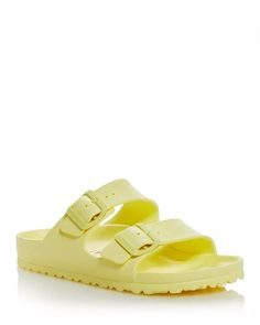 Birkenstock - Women's Arizona EVA Essentials Slide Sandals Casual Jelly Sandals With Adjustable Strap For Spring, Casual Jelly Sandals With Adjustable Strap, Casual Jelly Sandals With Adjustable Strap For Beach, Beach Flat Sport Sandals With Buckle Closure, Flat Sport Sandals With Buckle Closure For Beach, Casual Spring Flip Flops With Adjustable Strap, Adjustable Yellow Sandals With Buckle Closure, Birkenstock Arizona Eva, Arizona Eva