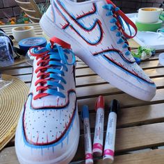 Are Your Eyes Playing Tricks On You? Nope! It's Just A Glitch. Hand Crafted Custom Shoes Jordans, Bape Shark Air Force 1, Cool Air Jordans, Vincent Van Gogh Nike, Nike Shoes Led Lights, Custom Paint Jordan 11, Mens Custom Jordans, Custom Nike Shoes Mens, Hot Wheels Nike