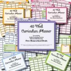 the 40 week curvy planner is full of printables and organized with free homeschool doodles