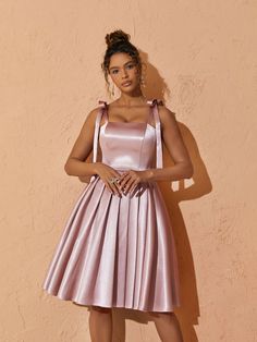 A-line Midi Dress With Accordion Pleats For Party, Satin Gala Dress With Accordion Pleats, Ruched A-line Pleated Party Dress, Fitted Satin Dress With Accordion Pleats, Evening Satin Pleated Dress, Satin Dresses With Accordion Pleats, A-line Satin Mini Dress For Gala, Evening Satin Pleated Skirt Dresses, Evening Satin Dress With Pleated Skirt