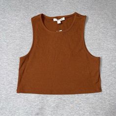 Brand New With Tags Size Large Cropped Fit Crewneck Ribbed Knit Created For Macy's Polyester/Rayon/Spandex Machine Washable Discontinued Collection No Longer Sold At Macys Lounging (And Layering) Just Got A Whole Lot Easier With This Soft Ribbed-Knit Tank From Culpos X Inc Trendy Brown Ribbed Tank Top, Ribbed Cropped Tank Top In Beige, Brown Ribbed Tank Top, Brown Cotton Crop Top Tank Top, Sleeveless Ribbed Brown Crop Top, Ribbed Crop Top, Inc International Concepts, Knit Tanks, Ribbed Knit