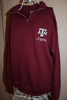 Texas A&M Aggies QuarterZip Pullover by SewSnazzybyBrook on Etsy Collegiate Long Sleeve Fleece Sweatshirt, Fall Cotton Sweats With Half-zip, Fall Cotton Half-zip Sweats, Fall College Half-zip Sweatshirt, Winter College Sweatshirt With Half-zip, Half-zip Winter Sweatshirt For College, College Fall Half-zip Tops, Half-zip Sweatshirt For College, College Half-zip Tops For Fall