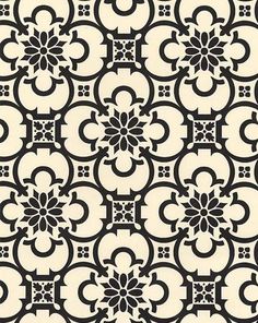 a black and white wallpaper with an intricate design