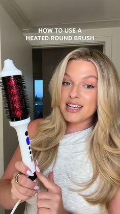 heated round brush tutorial 🫶🏼 #blowout #hairhacks #easyhairstyle #hairtutorial Style Hair With Round Brush, How To Do A Blowout With A Round Brush, How To Use A Heated Round Brush, Hot Round Brush Tutorial, How To Curl Hair With Hot Air Brush, Round Blow Dryer Brush Tutorial, How To Use A Blowout Brush, Heated Round Brush Tutorial, Heat Brush Tutorial