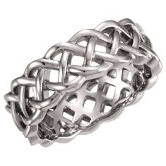 a silver ring with an intricate design on it