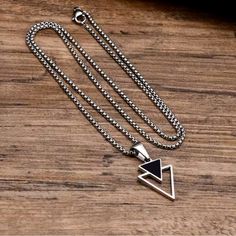 New Stainless Steel 23.6” Inches Fast Shipping Nice Packaging Jewelry Chain Types, Male Gifts, Necklace For Boys, Street Party, Perfume Making, Triangle Necklace, Triangle Pendant, Masks Masquerade, Necklace For Men