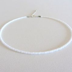 Beaded Choker Moonstone Necklace White Handmade Gift Choker | Etsy Minimalist White Choker For Everyday, Minimalist White Everyday Choker, Everyday Minimalist White Choker, Simple Adjustable Choker Jewelry, Minimalist Single Strand Beaded Necklace, Handmade Dainty White Choker, White Minimalist Jewelry With Tiny Beads, White Handmade Dainty Choker, Minimalist White Jewelry With Tiny Beads