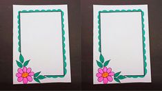 two cards with flowers on them sitting next to each other in front of a black background