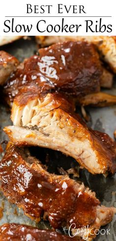 the best ever slow cooker ribs recipe is easy to make, and so delicious