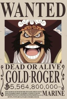 the wanted poster for one piece's upcoming film, dead or alive gold - roger