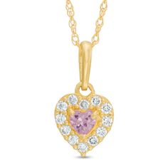 With sparkle and shine, this child's pendant is certain to touch her heart. Fashioned in warm 10K gold, this dainty drop features a 3mm heart-shaped pink cubic zirconia in a frame of smaller round white cubic zirconia. Polished to a bright shine, this pendant suspends along a 13-inch rope chain that secures with a spring-ring clasp. Banter by Piercing Pagoda will donate $1 from the sale of each Kids' Jewelry item, up to a maximum of $50,000*, to Children Incorporated for its Hope in Action Fund Kids Jewelry Box, Unicorn Pendant, Necklace Clasps, Heart Frame, Sparkle And Shine, Stone Heart, Pink Stone, Kids Jewelry, Rope Chain