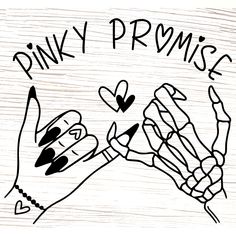 a drawing of two hands holding each other with the words punky prom on it