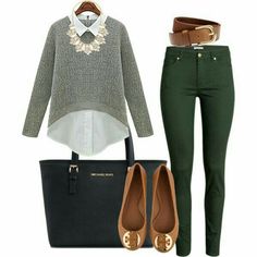 Young Teacher Outfits, Teaching Outfits, Teacher Outfit, Mode Casual, Professional Attire, Teacher Outfits, Green Pants, Womens Fashion For Work, Mode Inspiration