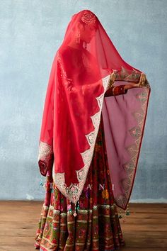 Red anarkali featuring multicolour floral print and placed thread emebroidery. Comes with threadwork dupatta. - Aza Fashions Red Anarkali, Anarkali With Dupatta, Women Kurta, Blossom Print, Red Floral, Anarkali, Silk Printing, Aza Fashion, Types Of Sleeves