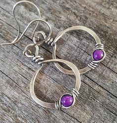 Sterling Silver Teardrop Earrings Wire Wrapped Earrings | Etsy Large Dangle Earrings, Spring Earrings, Earrings Wire, Wrapped Earrings, Earrings Diy, Coin Earrings, Diy Wire Jewelry, Earrings Purple, Wire Work Jewelry