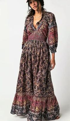 Top Rated FREE PEOPLE Golden Hour Border Maxi Dress, Multi Black Red Combo. Small RRP ๏ฟฝ158, Womens Dresses Fall Boho Dress, Maxi Design, Boho Floral Maxi Dress, Free People Maxi, Free People Maxi Dress, Autumn Season, 80 Dress, Puffed Sleeves, Free People Dresses