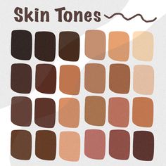 the shades of skin tones are shown in this graphic style, including brown and tan