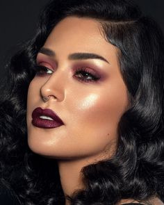 Maroon Makeup, Burgundy Makeup Look, Burgundy Makeup, Vampy Makeup, Date Night Makeup, Bold Lipstick, Melt Cosmetics, Fall Makeup Looks