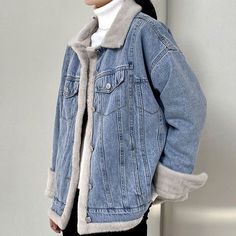 This is perfect for those who are looking for a clothing for a good price. It is fashionable, stylish, and it will look great on anyone who wears it. Do you wanahavit? Cold Weather Cotton Denim Jacket, Blue Cotton Denim Jacket For Winter, Winter Denim Outerwear For Cold Weather, Winter Blue Cotton Denim Jacket, Winter Denim Blue Outerwear, Casual Denim Blue Outerwear For Winter, Winter Medium Wash Outerwear With Pockets, Casual Denim Outerwear For Cold Weather, Winter Denim Jacket With Long Sleeves