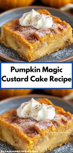 pumpkin magic custard cake recipe on a plate