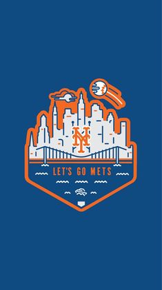 the new york mets logo on a blue background