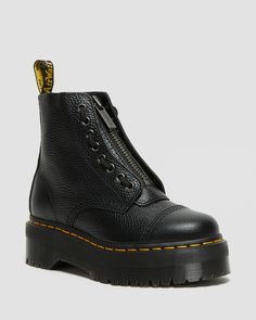 Sinclair Milled Nappa Leather Platform Boots | Dr. Martens Dr Martens Sinclair, Leather Platform Boots, Jungle Boots, Platform Boots Women, Black Platform Boots, Lace Heels, Casual Styles, Boots Uk, Platform Boots