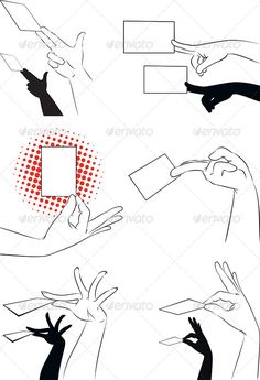 hands holding business cards and pointing at them - miscellaneous objects / items that appear to be hand gestures