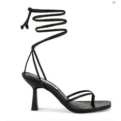 Steve Madden Sandal In Black. Size 7.5. From Revolve. Adjustable Sandals For Night Out In Spring, Black Adjustable Ankle Tie Sandals, Spring Ankle Tie Sandals For Night Out, Ankle Tie Sandals For Spring Night Out, Black Lace-up Sandals With Single Toe Strap For Party, Black Heels With Single Toe Strap For Spring, Black Single Toe Strap Heels For Spring, Ankle Tie Sandals For Summer Nights Out, Ankle-tie Sandals For Summer Nights Out