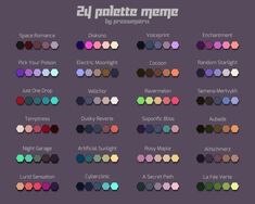 an image of the color palettes for each type of pigment, including different shades and colors