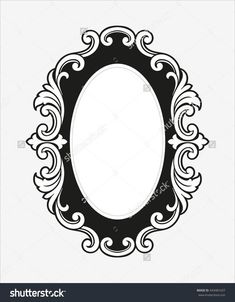 black and white ornate oval frame