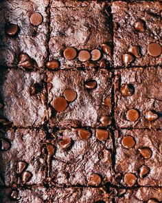 brownies with chocolate chips cut into squares