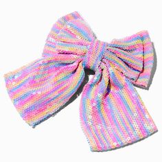 Claire's Club Pastel Sequin Bow Barrette Hair Clip Pastel Bows, Bow Barrette, Sequin Bow, Fashionable Jewelry, Gift Card Balance, Everyday Hairstyles, Barrette Clip, Jewelry And Accessories