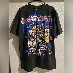 Aop Nwot Single Stitch Iron Maiden Iron Maiden, Man Shop, Mens Shirts, Color, Black