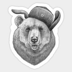 funny Russian bear in hat with earflaps -- Choose from our vast selection of stickers to match with your favorite design to make the perfect customized sticker/decal. Perfect to put on water bottles, laptops, hard hats, and car windows. Everything from favorite TV show stickers to funny stickers. For men, women, boys, and girls. Russian Stickers, Cossack Hat, Russian Humor, Bear Sticker, Hard Hats, Car Windows, Funny Stickers