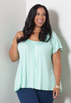 We turned our bestselling Pretty Cami into a top that is just as comfy and stylish, but with sleeves! Sure to be your go-to plus size top for day to day wear. �A soft, lightweight plus size jersey knit tee in beautiful soft shades. Throw it on for instant polish and style! Big Girl Clothes, Sealed With A Kiss, Angel Sleeve, Professional Attire, Plus Size Top, A Kiss, Knit Tees, Fashion Shop, Plus Size Blouses