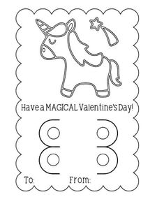 a valentine's day card with an image of a unicorn