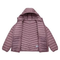 Stay warm and stylish with our Rokka&Rolla Women's Light Packable Puffer Jacket. Featuring an elastic waist and cuffs for a snug fit, this soft jacket includes zippered pockets and inside pockets for secure storage. The hood provides extra protection against the elements, while the packable pouch makes it perfect for travel and on-the-go convenience. Effortlessly blend comfort and functionality with this versatile outerwear essential. Casual Pink Nylon Puffer Jacket, Lightweight Nylon Long Sleeve Outerwear, Lightweight Long Sleeve Nylon Outerwear, Lightweight Solid Winter Outerwear, Lightweight Solid Outerwear For Winter, Pink Stretch Winter Outerwear, Lightweight Solid Outerwear For Fall, Casual Winter Stretch Puffer Jacket, Lightweight Casual Outerwear In Solid Color